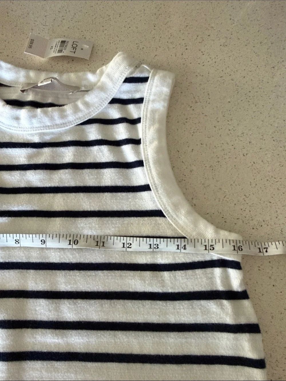 NWT Loft White Blue Striped Tank Top Cotton XS Nautical Sleeveless Classic - Picture 7 of 9